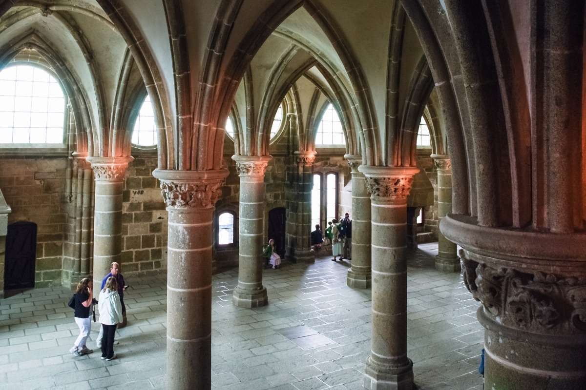 Inside the abbey at Mont Saint Michel.